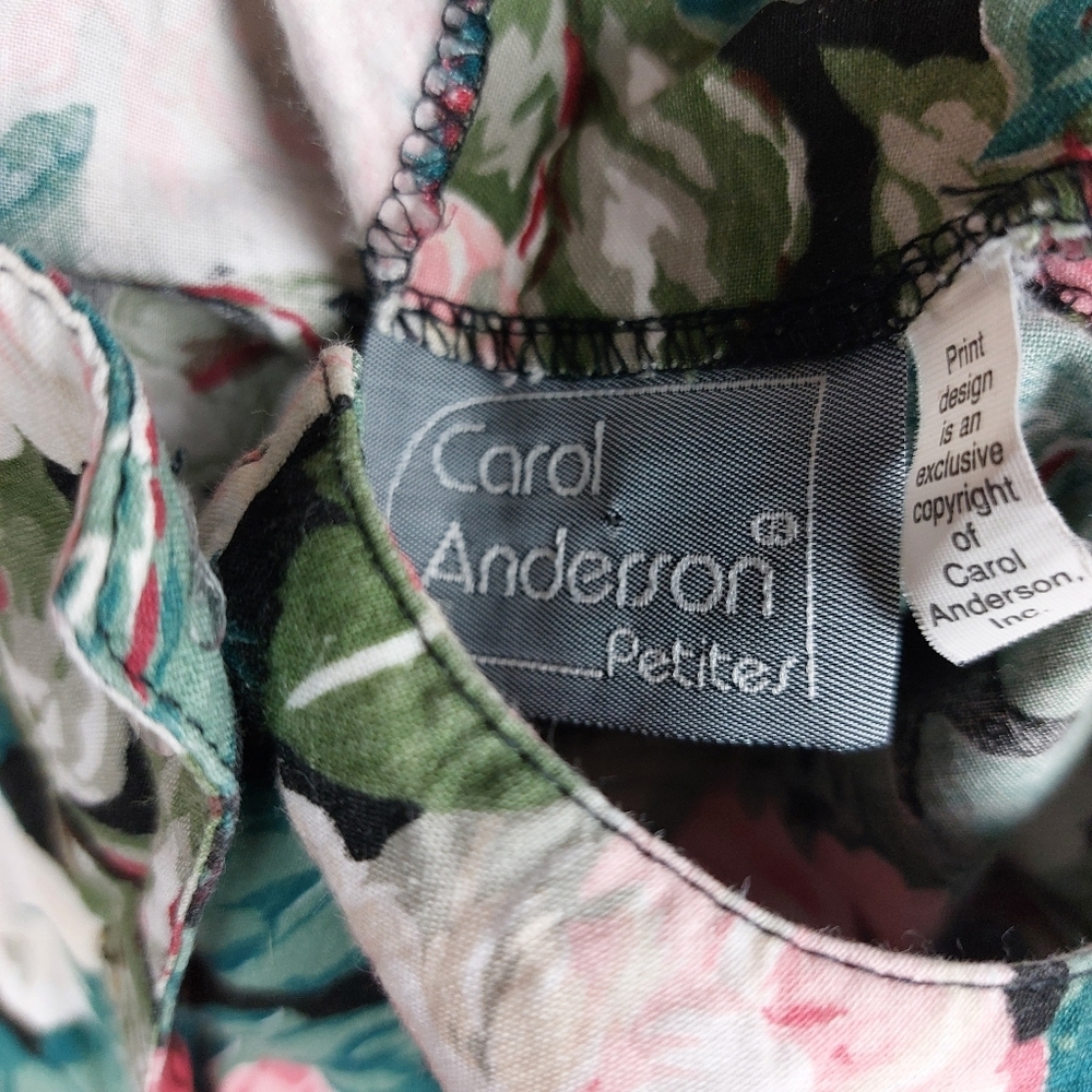 CAROL ANDERSON PETITES WOMENS VTG 90S BLACK FLORAL BELTED A LINE DRESS SZ 14P - Picture 11 of 15